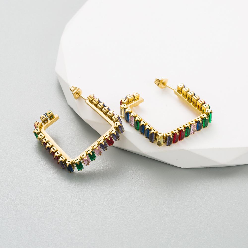 

Женские серьги-кольца из титановой стали, бесцветные, индивидуальные, геометрические, с цирконом, темпераментные серьги OneSize