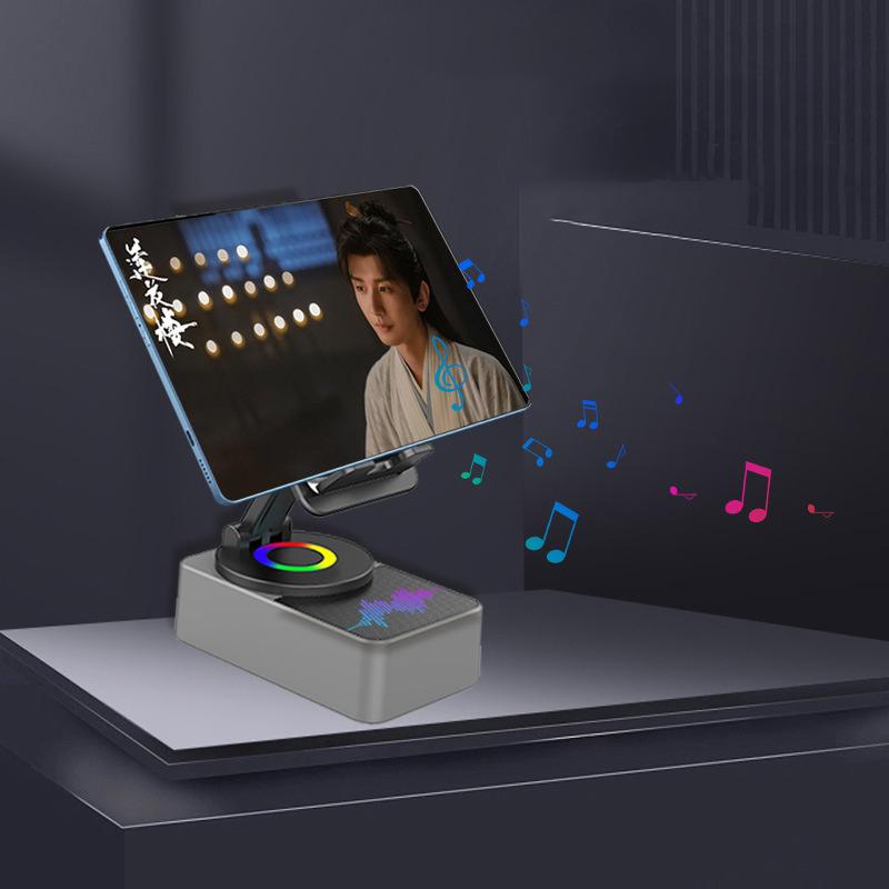 Universal Wireless Speaker Phone Holder For Iphone For Samsung Huawei Xiaomi Foldable Tablet Stand Bracket For Video Tv Movie