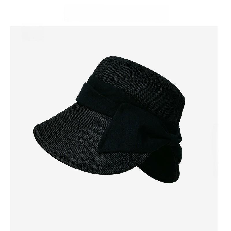 

Летняя льняно-хлопковая шляпа-рыбак с украшением в виде банта для повседневной носки на улице чёрный