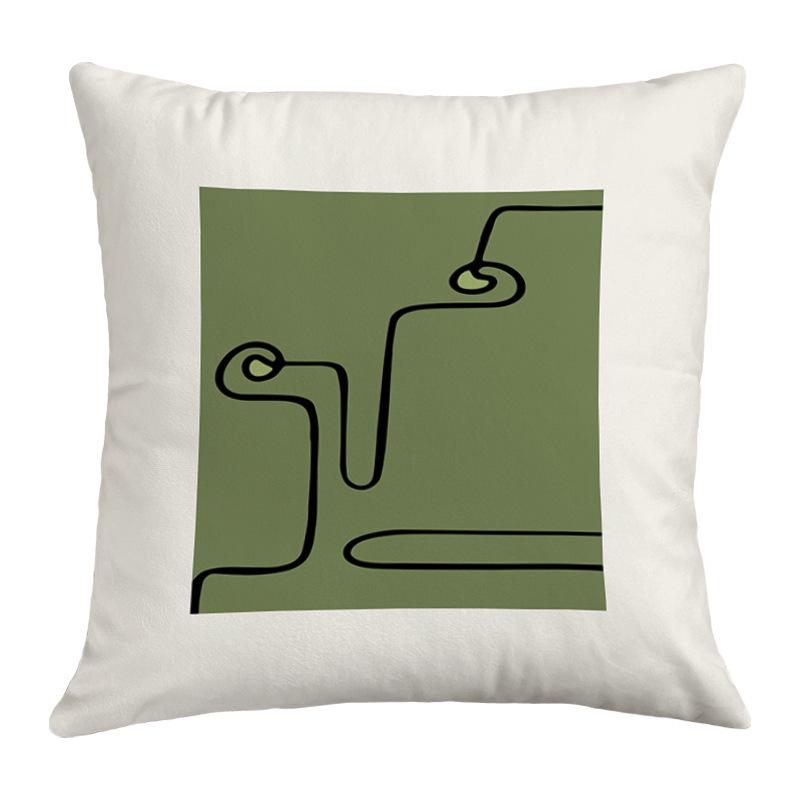 Geometric Nordic-Style Green Throw Pillow Cover for Artistic Living Room Decor
