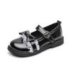 Princess Girls Lolita Shoes Sweet Lace Bowtie Harajuku Cosplay Dress Shoes Party Wedding Dance Flats Kids Moccasin Black