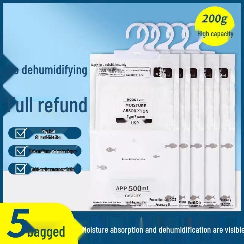 Hanging Dehumidifier Bag - Moisture & Mildew Protection for Wardrobes, Dorms, and Humid Weather