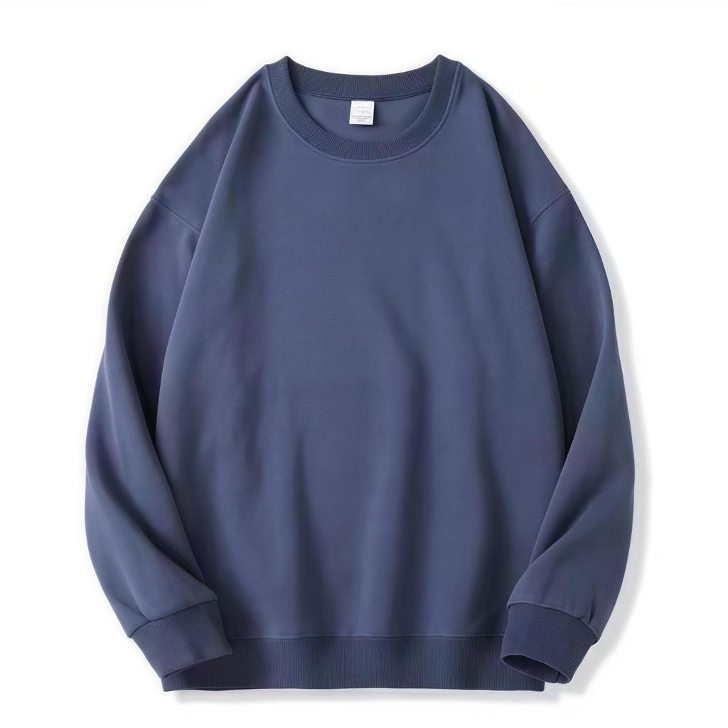 Sweatshirt Homme Poids Lourd 320g Coton Col Rond Épaules Tombantes - Couleur Unie, Coupe Ample Automne, Manches Longues