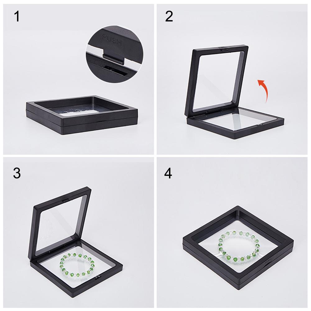 10pcs 3D Floating Frame Display Case Free Standing Floating Jewelry Storage Case for Coins Minerals Watches