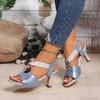 Fashion Size 36-43 Women's Summer Footwear High Heel Slip On Fish Mouth Shoes Metal Decor Comfortable Shoes for Women Zapatos De Mujer