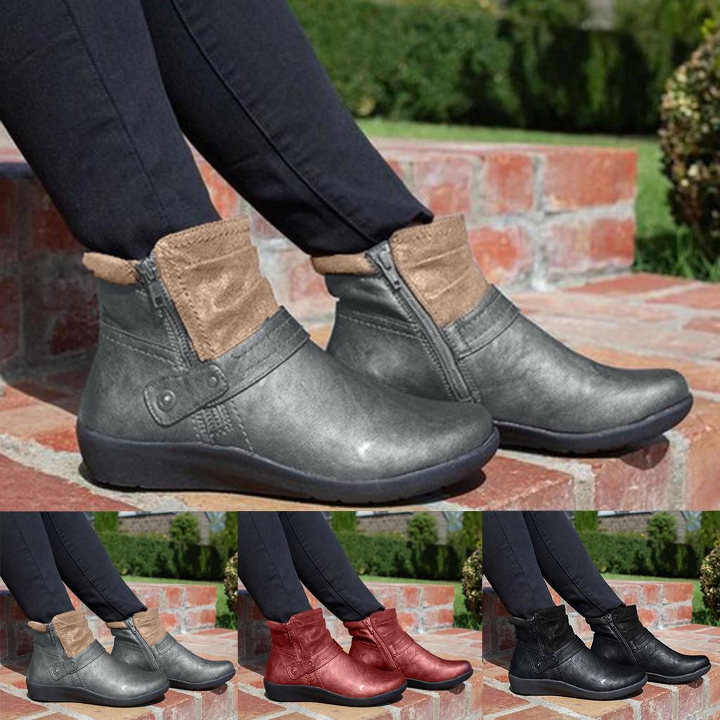 

Женские кожаные нескользящие туфли на плоской подошве с круглым носком, удобные ботинки на молнии