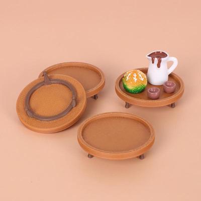 Miniature Dollhouse Dining Set: Food, Cake, Fruit, and Kitchen Tray Accessories.