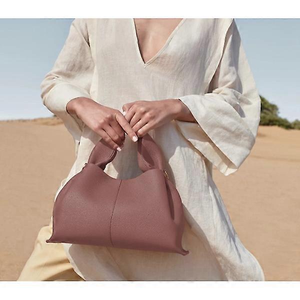 Borsa a tracolla Polene in pelle di litchi, modello large cloud bag, texture francese, Crying Rose
