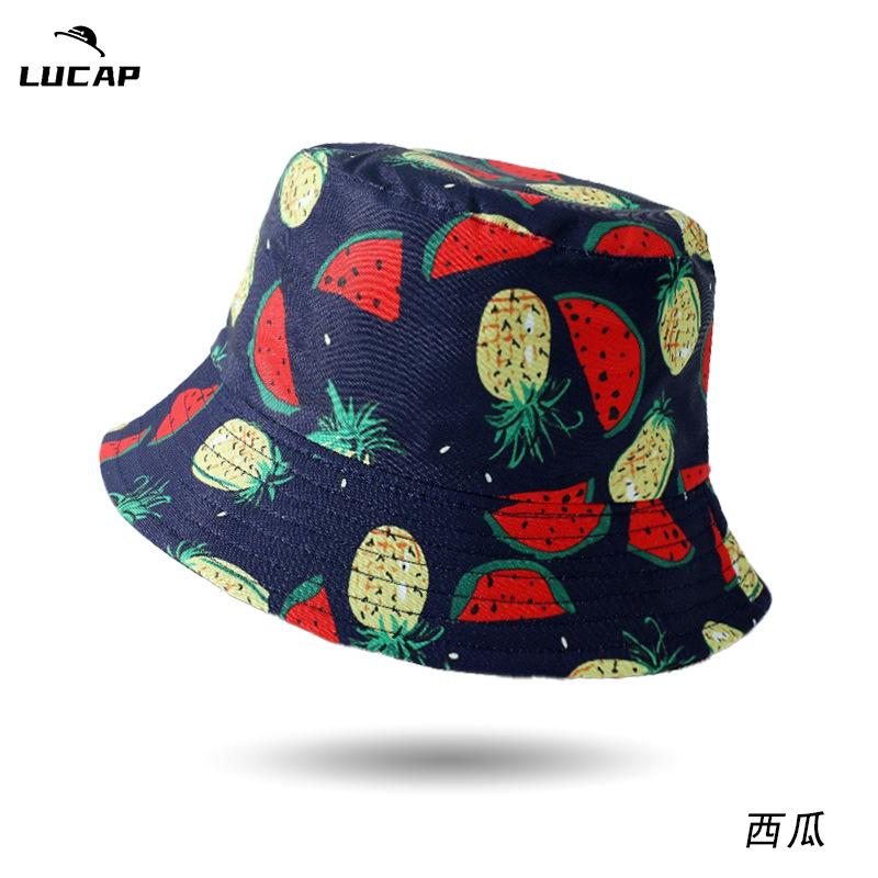 New men's and women's front and back double-sided basin hats, popular printed bucket hats, outdoor casual sun hats