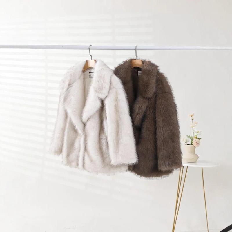 Faux fur coat lapel fashion warm women's clothing autumn and winter imitation fur jacket
