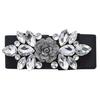 Wedding Party Women Fashion Floral Buckle Rhinestone Elastic Wide Clinch Belt