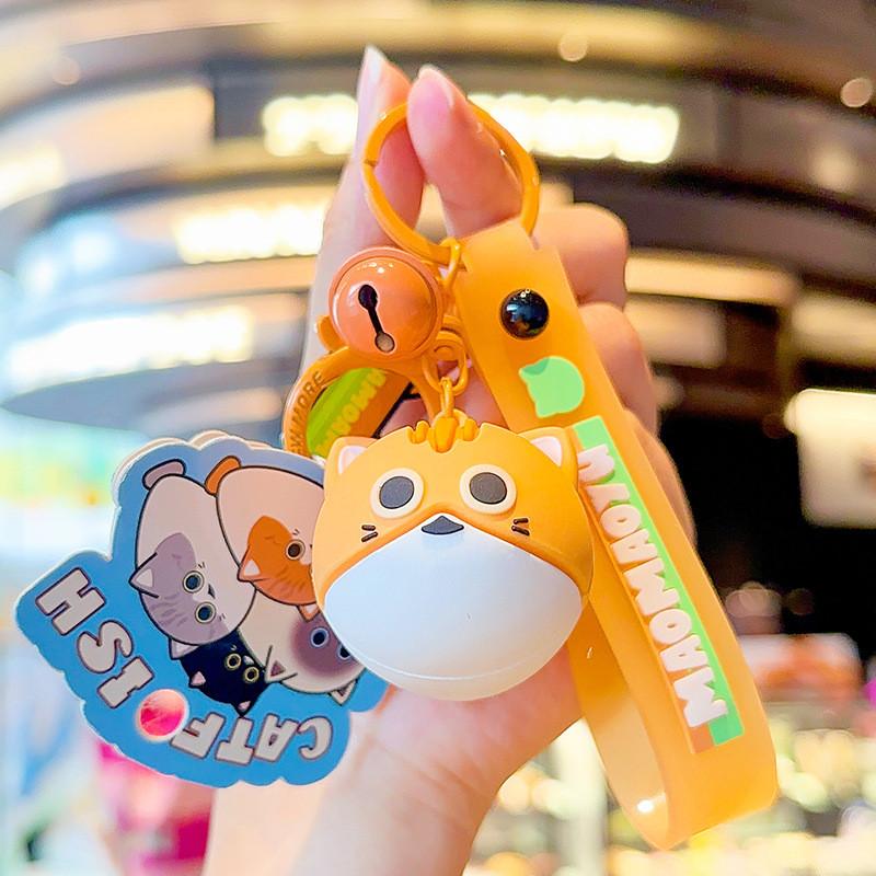 Cat Vibrant Cartoon Fish Keychain Playful Pvc Material Perfect For Cat Themed Gifts
