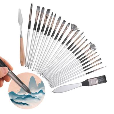 Paint Brush Set Watercolor Acrylic Art Nylon Brushes with Storage Bag Travel Paintbrush Set with Flat Fan Round Bristles for Oil Painting Artists