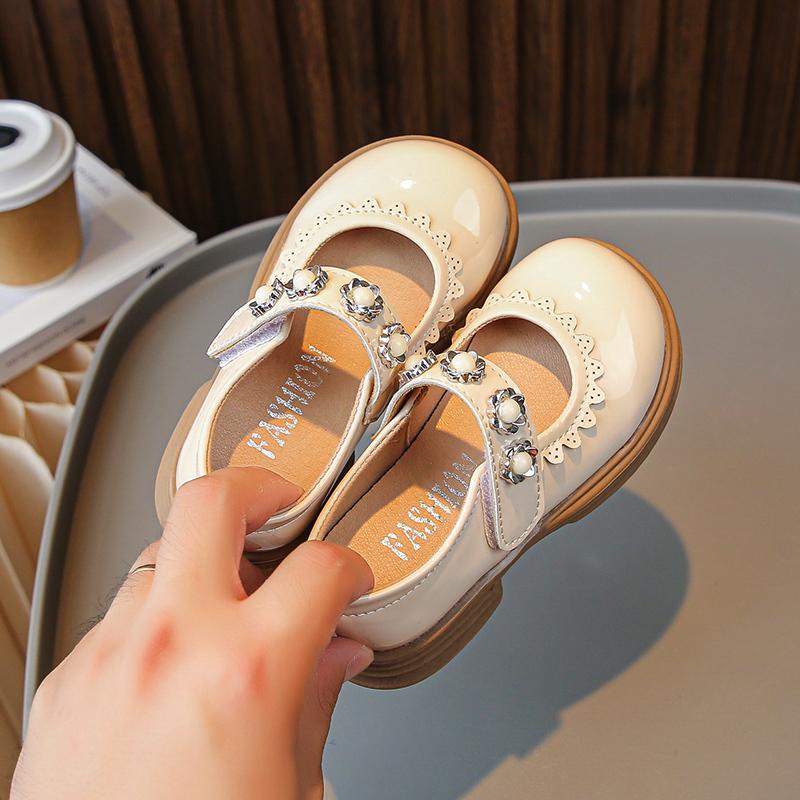 Sweet Princess Leather Shoes 2024 Spring and Autumn New Casual Shoes Children Soft Sole Mary Jane Soft Sole Versatile Kids Shoes
