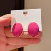 Silver Needle Oil Dripping Oval Stud Earrings Hong Kong Style Retro Sweet Earrings Fashionable Simple Versatile Earrings Design Sense Niche