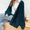 Women's Loose Lazy-Style Thick Sweater Coat: Korean-Style Mink Velvet V-Neck Knit Cardigan Outerwear