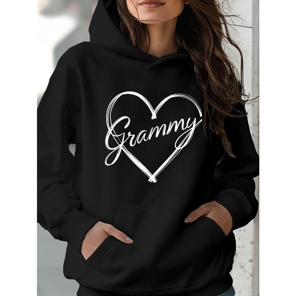 Love Pattern Letter Print Women's Daily Autumn and Winter Comfortable Hoodie Round Neck Women's Long Sleeved Clothing
