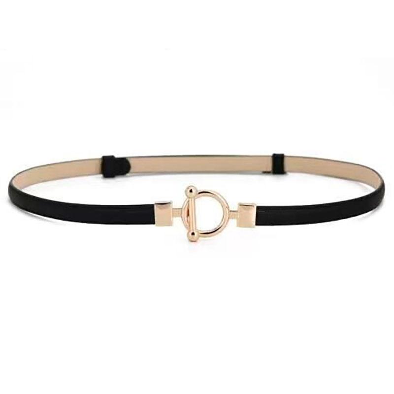 1 PCS Adjustable No Hole Matte Buckle Women Belt Slim PU Leather Strap For Dresses Shirts Black Waistband Fashion Accessory