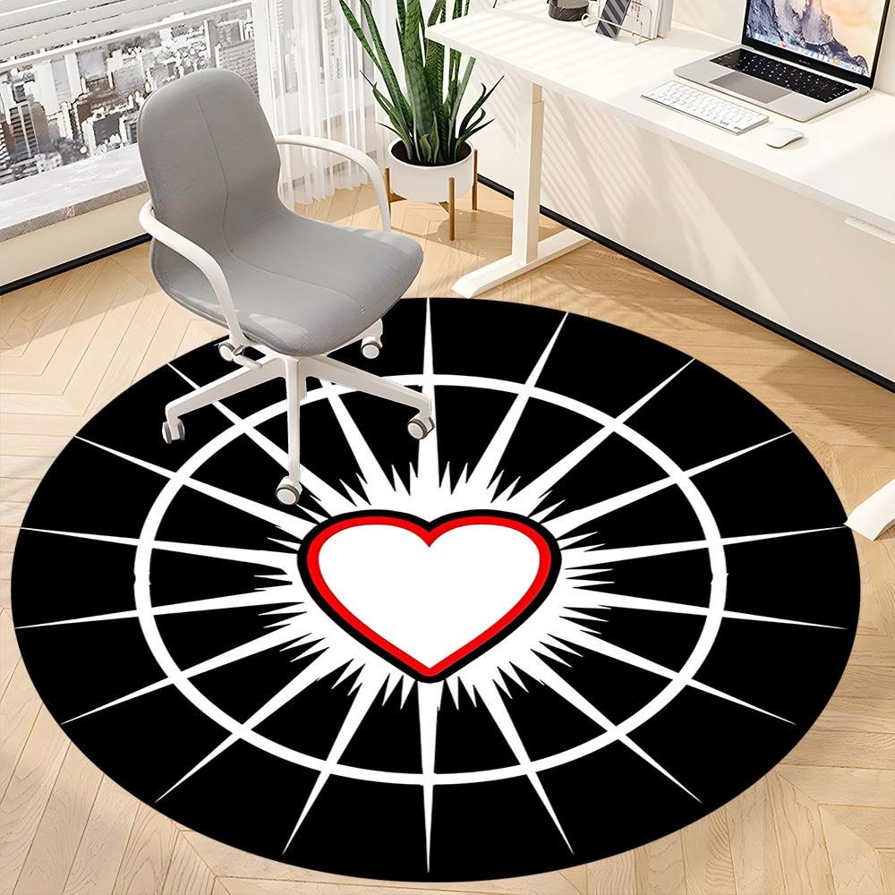 1PC Heart Symbol Chair Carpet for Office, Indoor Non-Slip Washable Carpet, Soft Comfortable Mat For Office Room Yy250930250