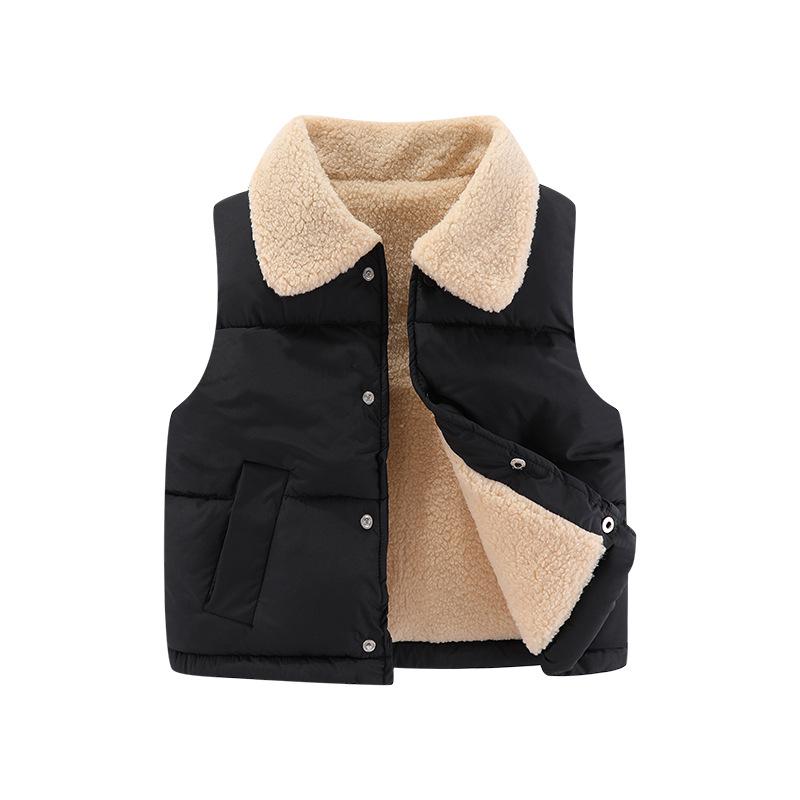 

2026 Unisex Baby Cotton Vest with Lambswool - Velvet Thickened Outerwear 100 cm чёрный