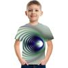 Summer Round Neck Visual Deception 3D Printed Top Fashionable Casual Short Sleeved Children's Boy T-shirts