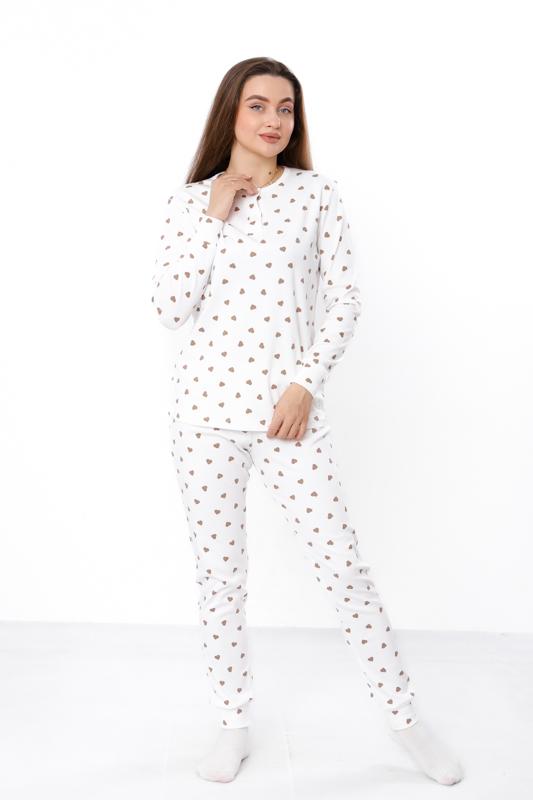 Women's cozy pajamas – Heart pattern, top with buttons, Any season 8268-016 HC