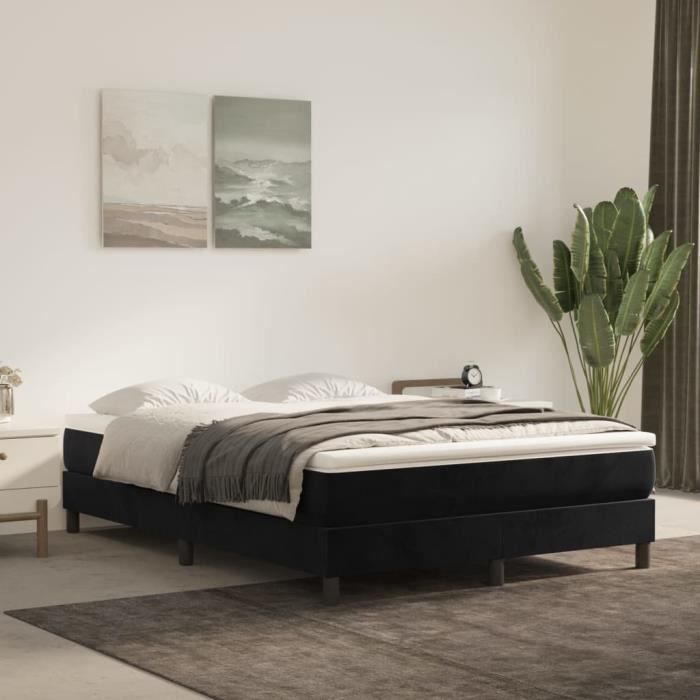 VidaXL Divan Bed with Mattress Black 140x190 Cm Velvet 3144329