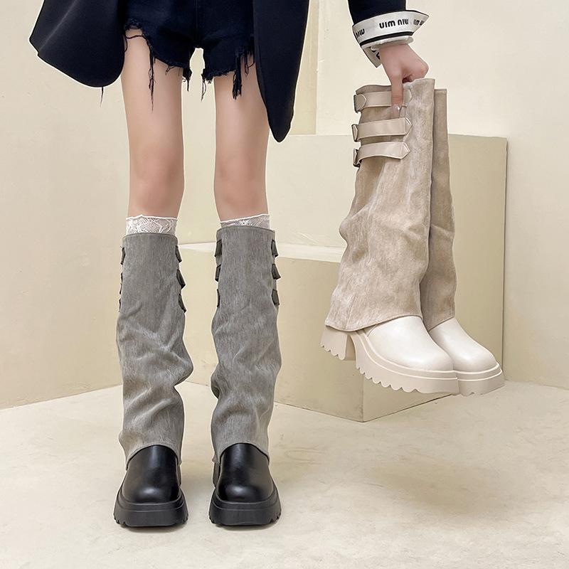Retro knight boots thick-soled buckle women's boots autumn and winter fashion and thin design temperament fashion boots tide