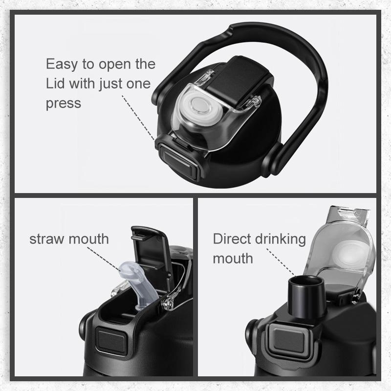 Isolierte Wasserflasche aus Edelstahl, große Kapazität, tragbare Thermoskanne für Outdoor-Sport, Wandern, Reisen, Vakuumisolierter Becher, Heiß-/Kaltgetränkebecher