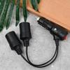 1pcs Universal Car Cigarette Lighter 12-24V Splitter Adapter 1 Male To 2 Female Sockets Y Splitter with On Off Switch 20cm New