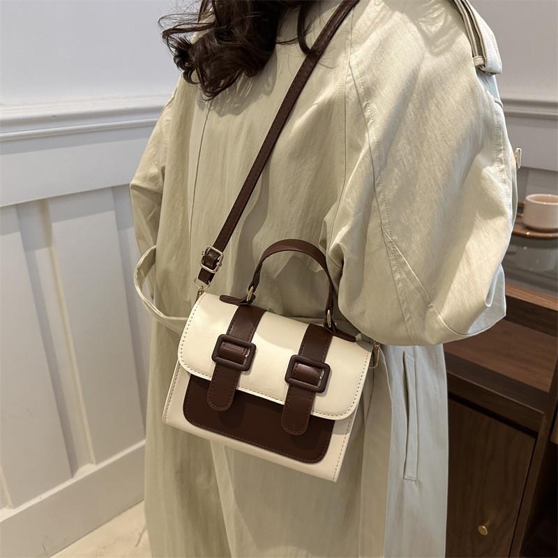 Trendy Autumn Color Block One Shoulder Bag For Women Stylish Crossbody Handbag Medium Size
