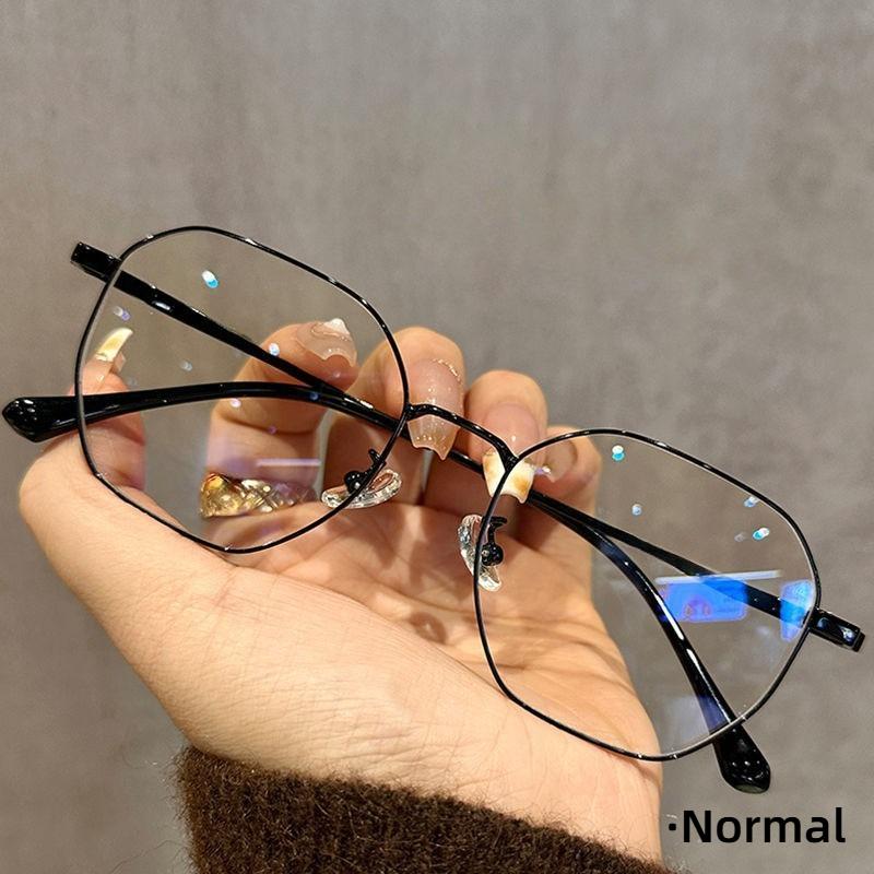 Fashion Polygon Frame Photochromic Near Sight Eyeglasses Unisex Blue Light Blocking Outdoor Fashion Myopia Glasses 0 To -4.0