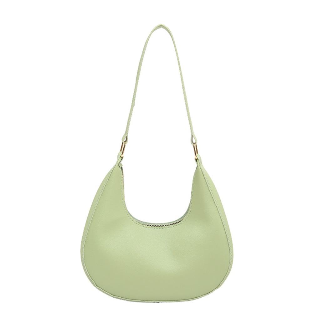 Shoulder Pouch PU Shoulder Bag Solid Color Hobo Bag Elegant Crescent Moon Underarm Bag  Travel