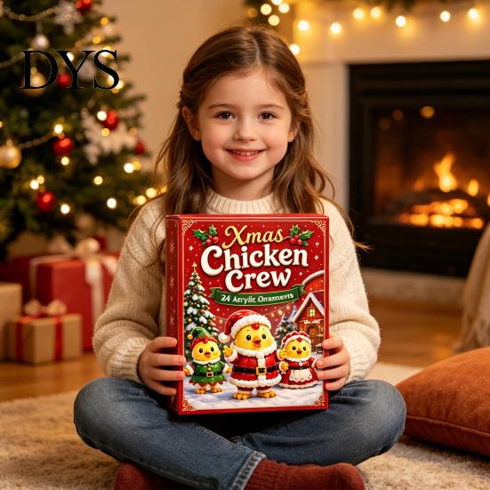 Kids Christmas Gift 2026 Chick Advent Calendar, 24 Day Countdown Box with Daily Acrylic Ornaments, Festive Tree Hanging Decor for Holiday Party