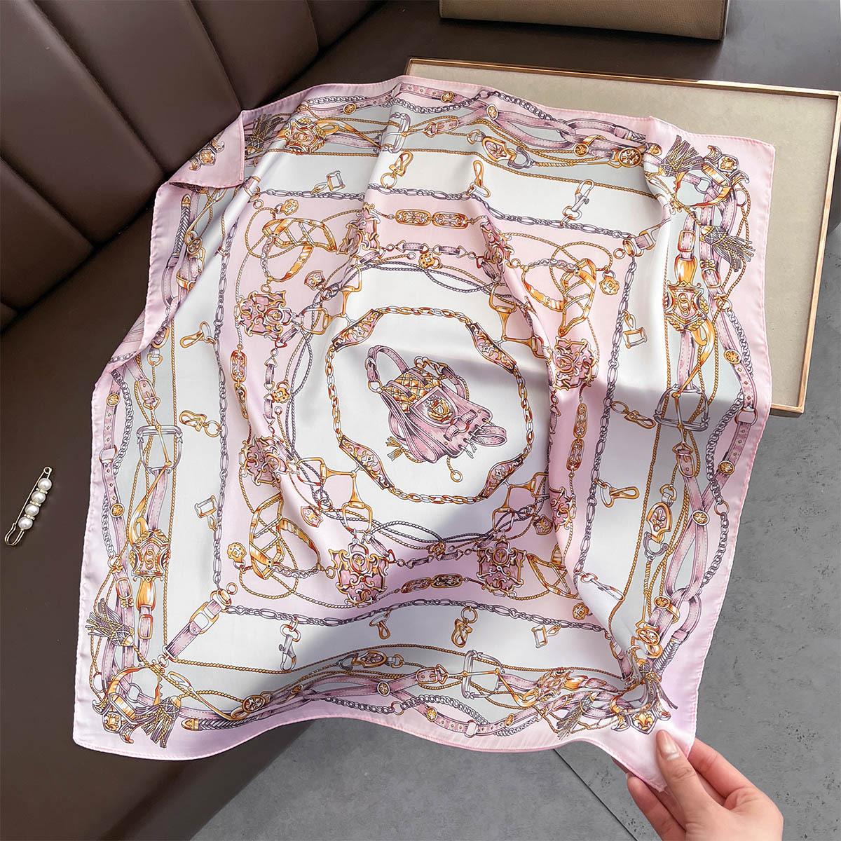 Mode 70cm Zijden Vierkante Sjaal Vrouwen Satijnen Nekdas Vrouwelijke Haarbandana Hoofddoek Sjaal Wikkel Hijab Echarpe gray