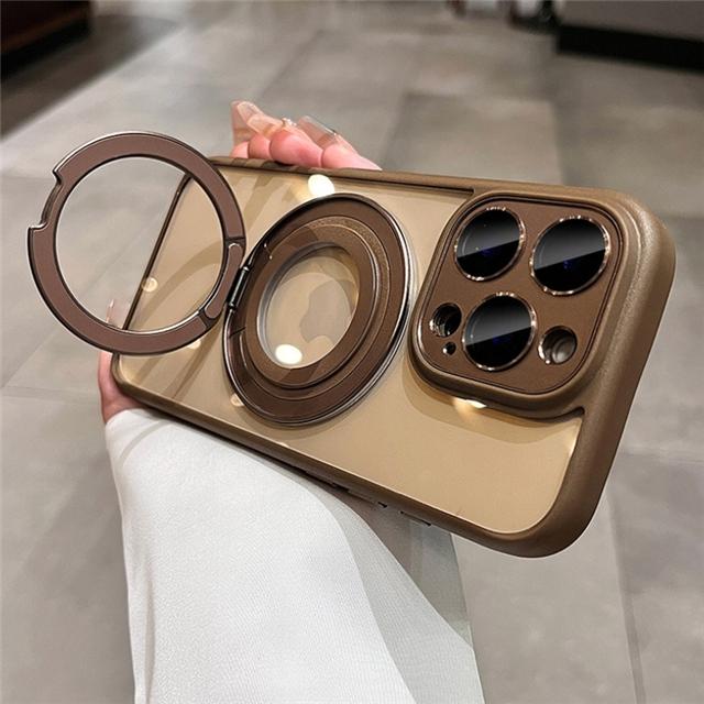 For iPhone 16 Pro Max Luxury Rotating Stand Magsafe Magnetic Holder Phone Case For iPhone 13 14 15 16 Plus Lens Protective Cover