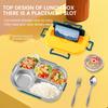 Food Container with Soup Bowl Spoon and Fork Large Capacity Food Storage Box with 5 Compartments 304 Stainless Steel Food Box