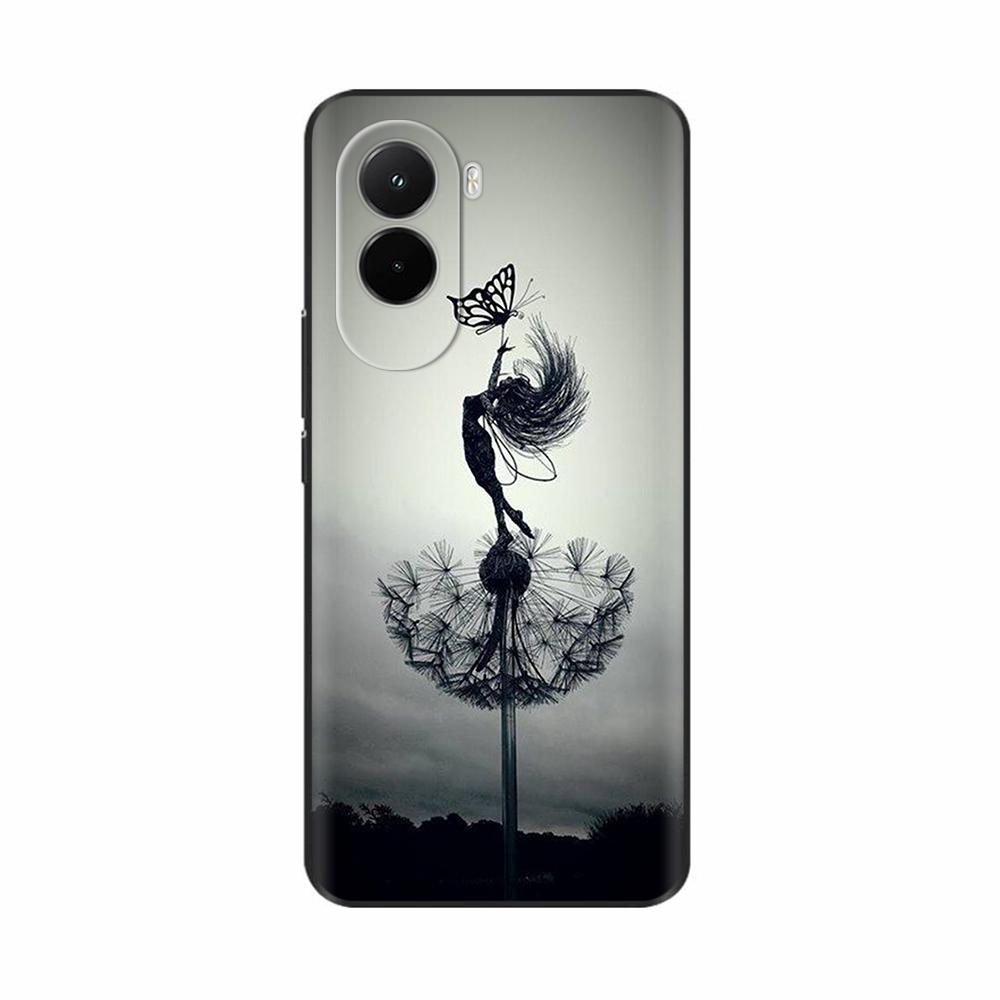 For Poco M7 4G Case Flowers Cartoon Animals Cool Style Soft Silicone Black Phone Cover For Xiaomi Poco M7 Case Fundas M 7 Bags