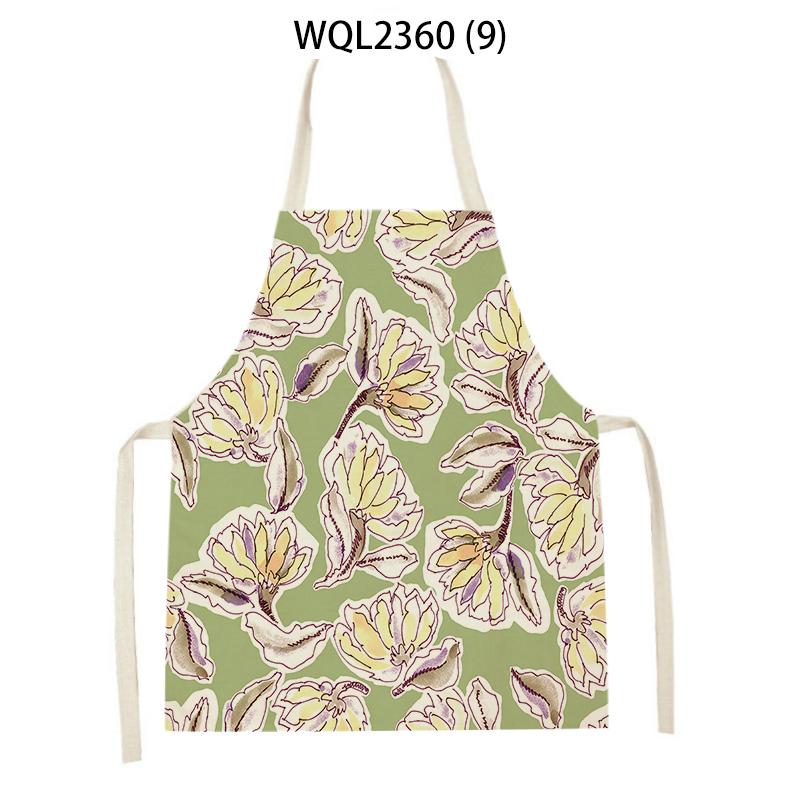 Flowers Pattern Kitchen Sleeveless Aprons Linen Bib Household Men Women Antifouling Clean Cooking Baking Waist Bib