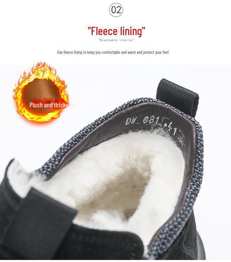 Pánské zimní kotníkové protiskluzové bezpečnostní boty se sametovou izolací pro ochranu v chladném počasí a ve sněhu.