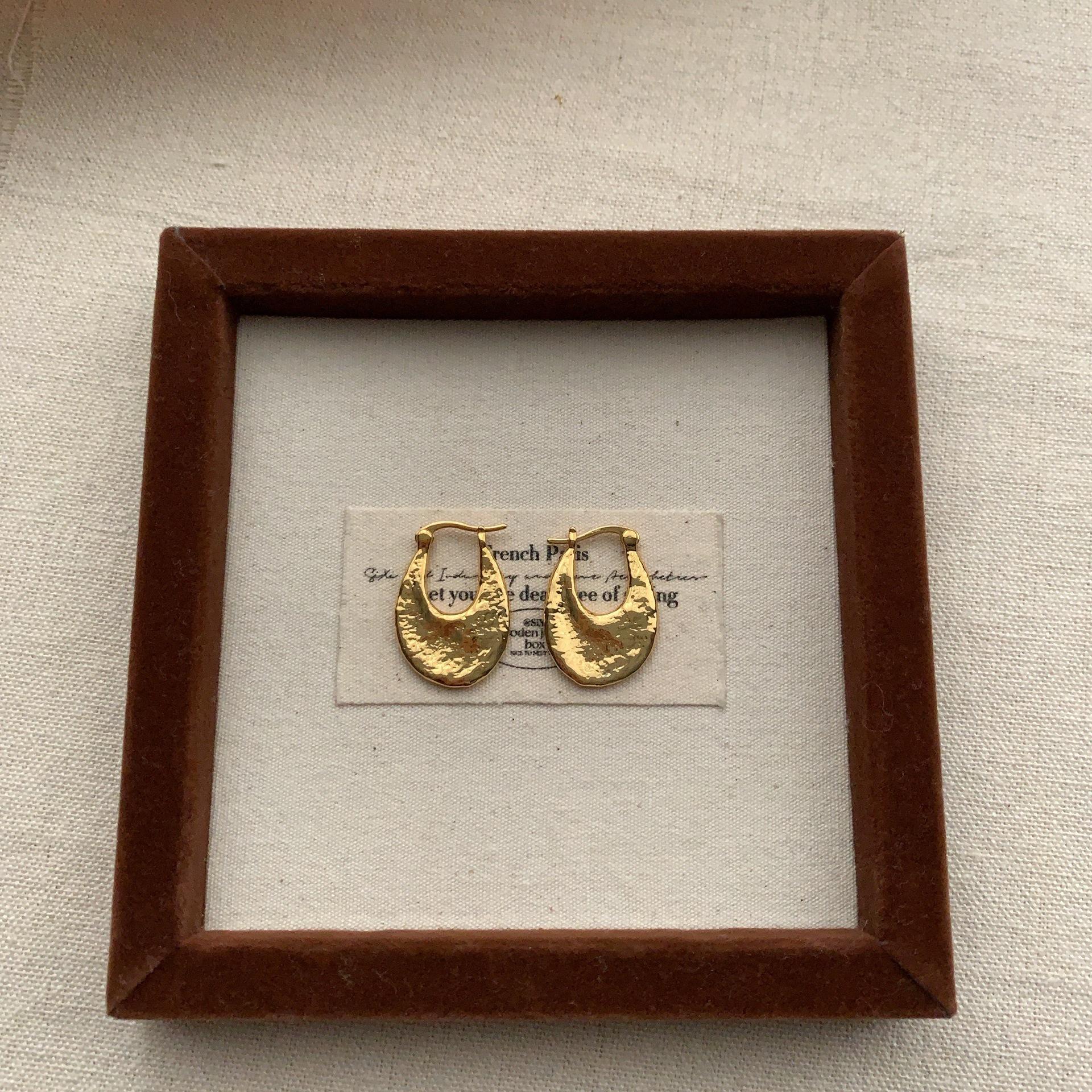 Gold Woven Geometric Earrings Earrings Light Luxury Retro Fashion Exquisite Daily Versatile High-End Personality Unique Earrings