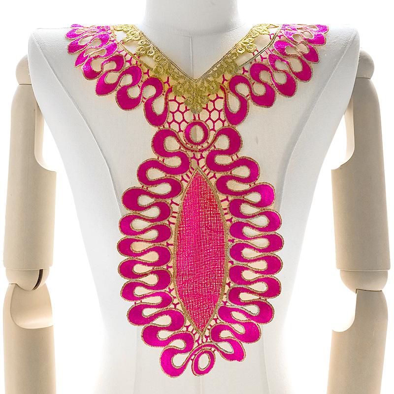 Color Heavy Industry Yarn-dyed Embroidered Collar, Gold Thread Embroidery, Large Fake Collar, Water-soluble Lace Collar, Hollow