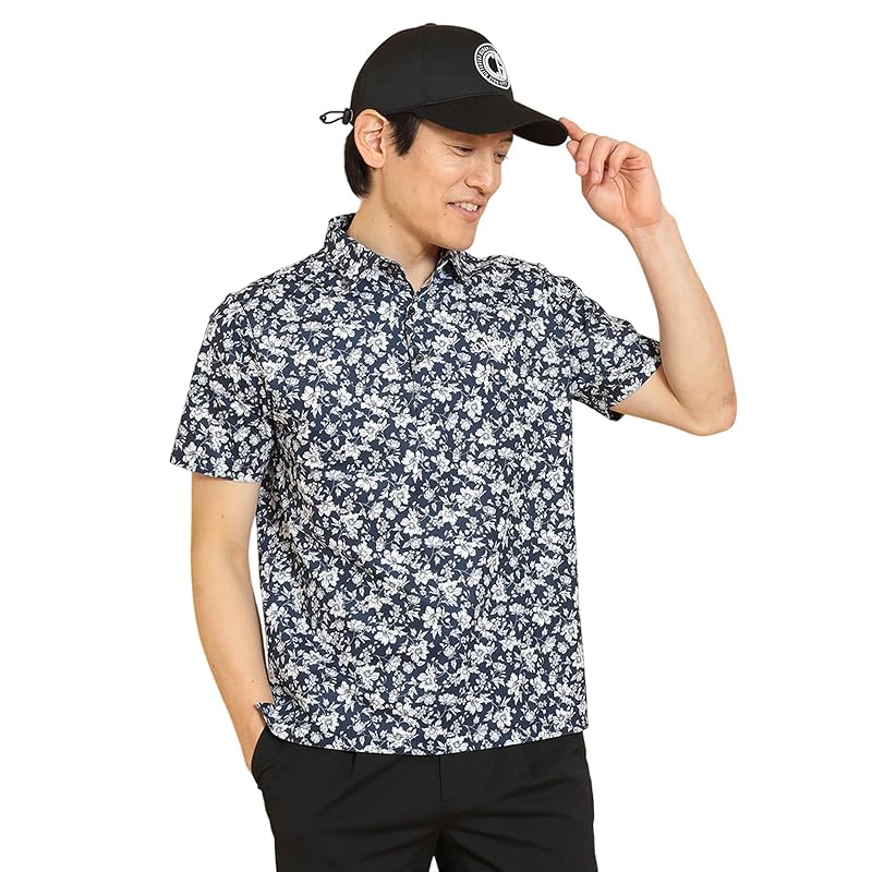 

[Callaway] men s short sleeve polo shirt (Flower print pattern/moisture-absorbent and quick-drying) / golf C25134112 1120_Navy L