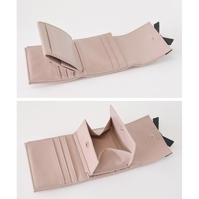 [SecretDoor] pink black trifold wallet ladies trifold wallet compact wallet mini wallet small wallet woman mini Popularity brand cute thin Thin