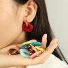 Dopamine Flower Ear Buckle Earrings Titanium Steel Stylish Simple Camellia Earrings Pastoral Jewelry