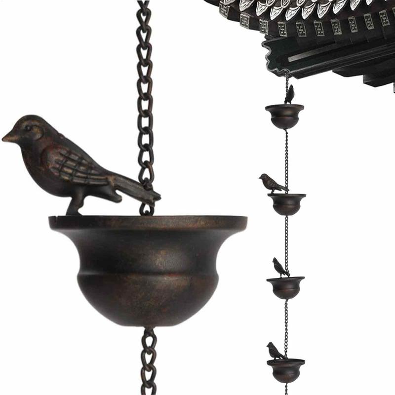 Mobile Bird Outdoor Rain Chain Outdoor Decoration Hanging Chain Courtyard Art Decoration Retro Metal Pendant Crafts Rain Chain