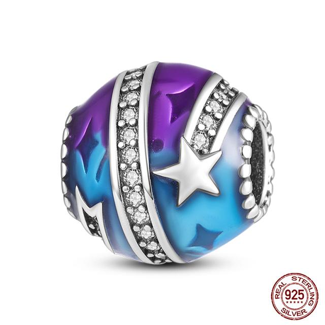 Fit moda 925 pulseiras originais 925 prata azul astronauta aeronaves encantos de viagem contas pingentes para mulheres moda jóias diy