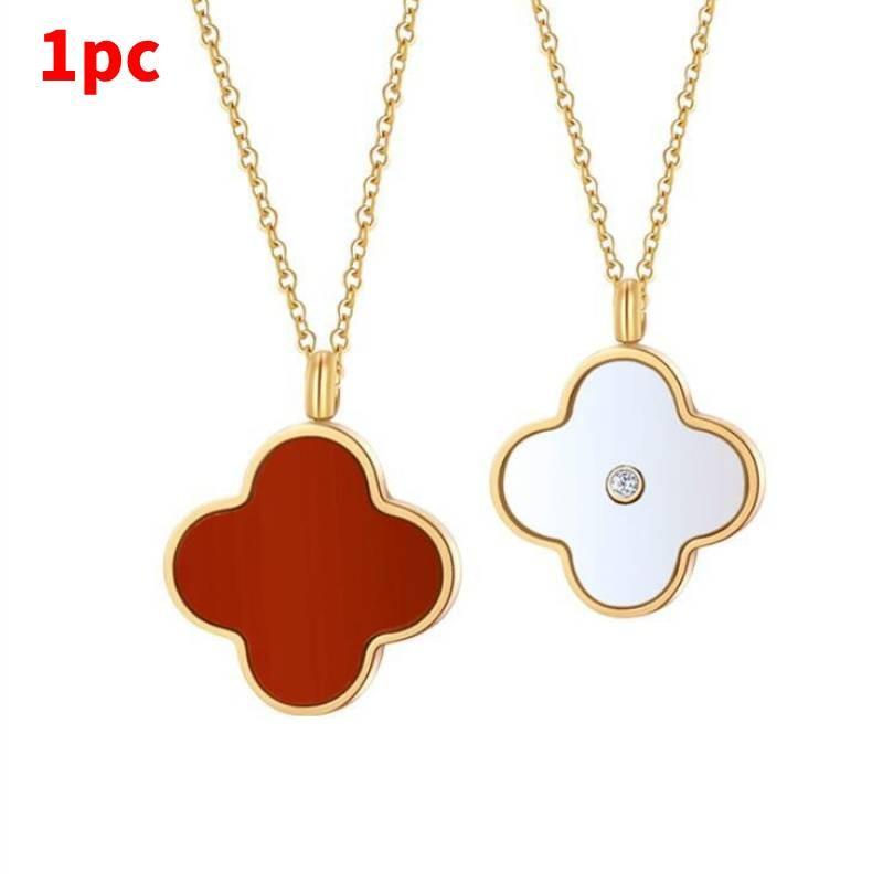 Fashion Four Leaf Clover And Heart Chain Necklace With Decoration Rhinestone