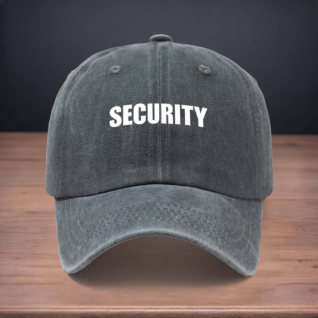 Printed SECURITY Pattern Baseball Cap for Easy Travel, Versatile Soft Top Design for All Seasons, Adjustable Curved Brim Hat