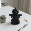 Handcrafted Carved Pumpkin 3D Printed Scarecrow Figurine, Matte Black Halloween Tabletop Atmospheric Party Ornament Decor for Shelf Window Office,